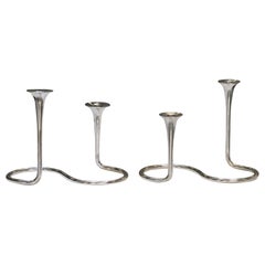 Set of Anton Michelsen Danish Modern Sterling Silver Diminutive Candelabra