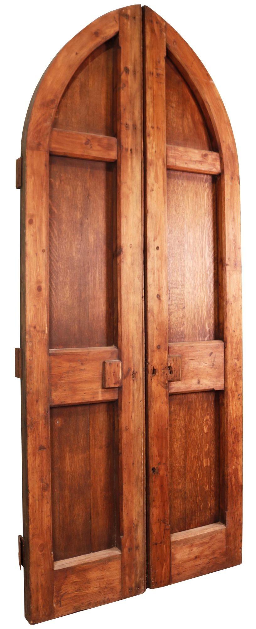 Set of Arched Oak Double Doors. A pair of Oak faced double doors with a Pine frame. Beautifully arched in a Victorian, Ecclesiastical style.