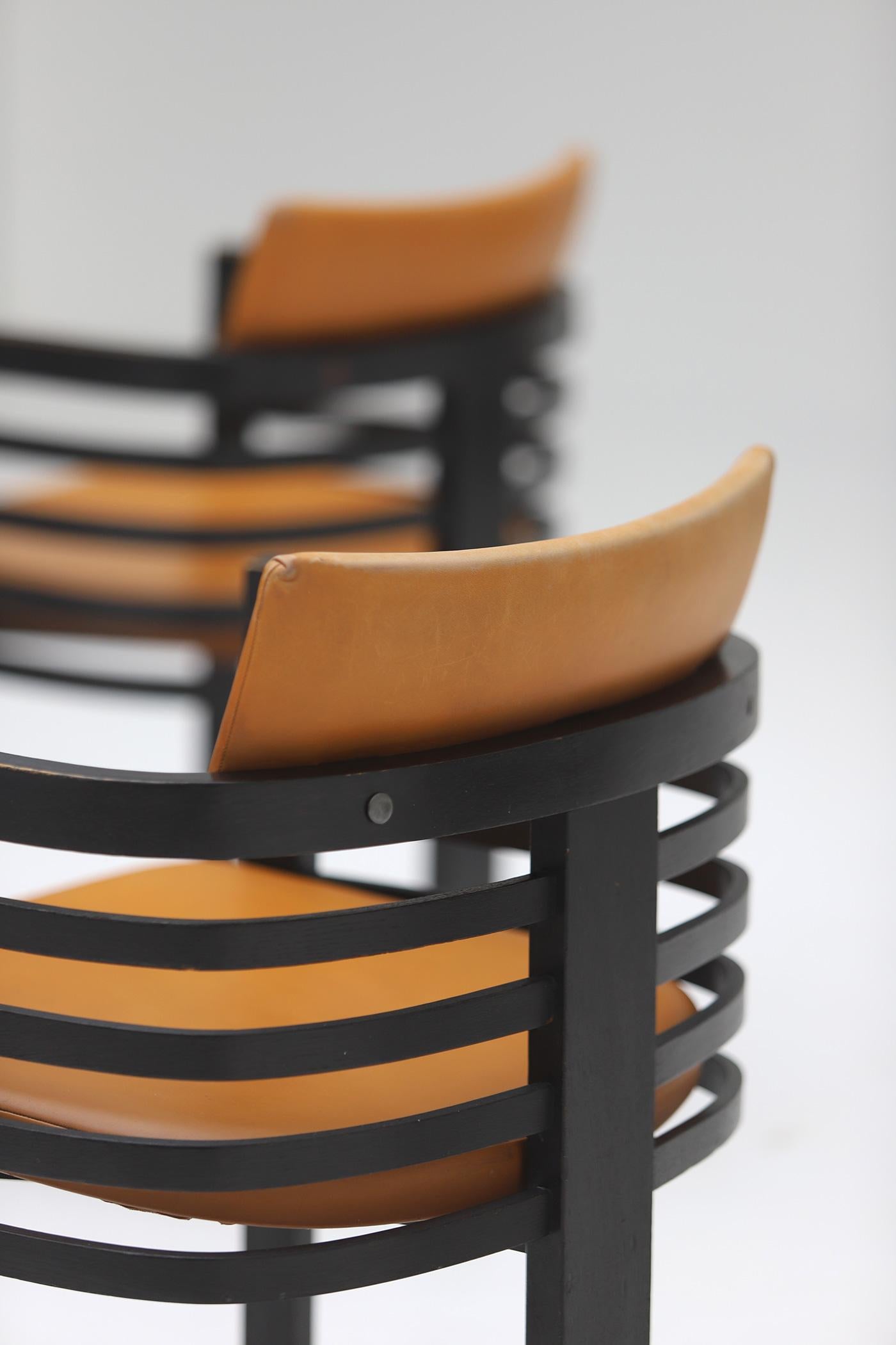 set of architectural dining chairs by Jean Batenburg for MI, Belgium 1970 In Good Condition For Sale In Antwerpen, Antwerp