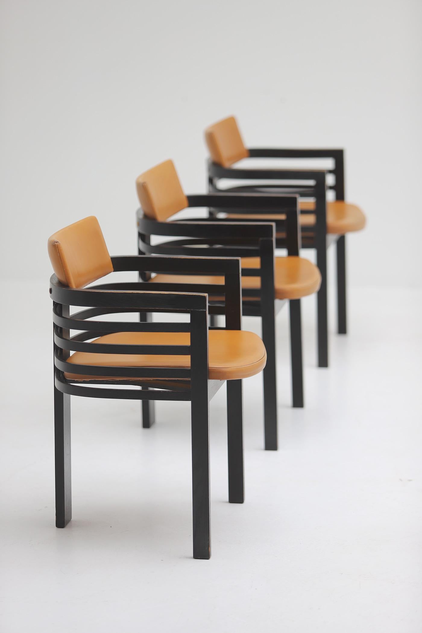 set of architectural dining chairs by Jean Batenburg for MI, Belgium 1970 For Sale 2