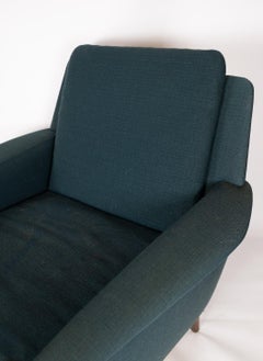 Set Of 2 Armchairs Made In Dark Turquoise Wool By Fritz Hansen From 1960s