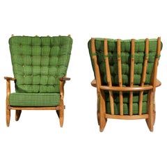Set of Armchairs "Grand Repos" by Guillerme and Chambron in Solid Oak from E533