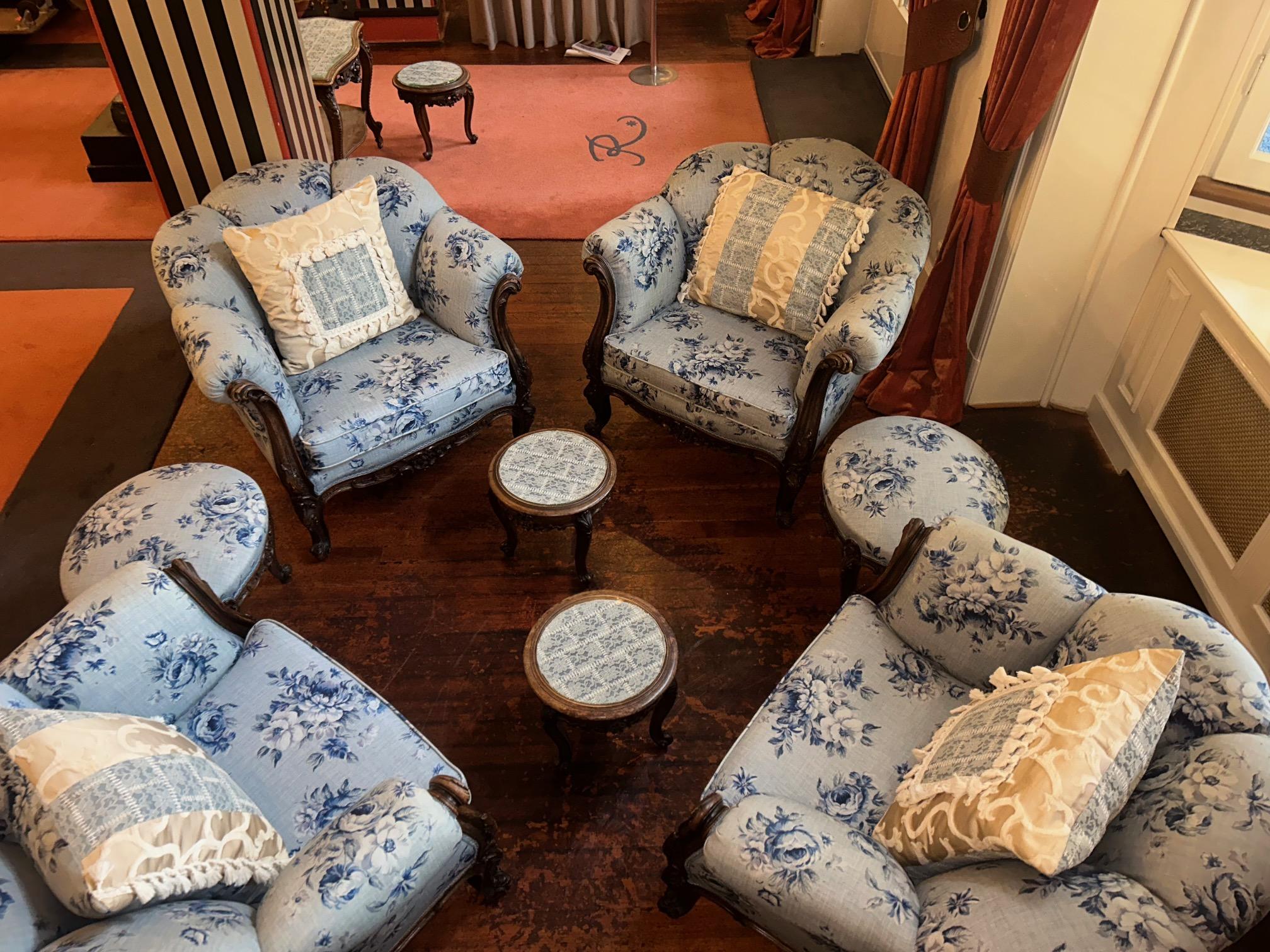 set of armchairs with small tables For Sale 3