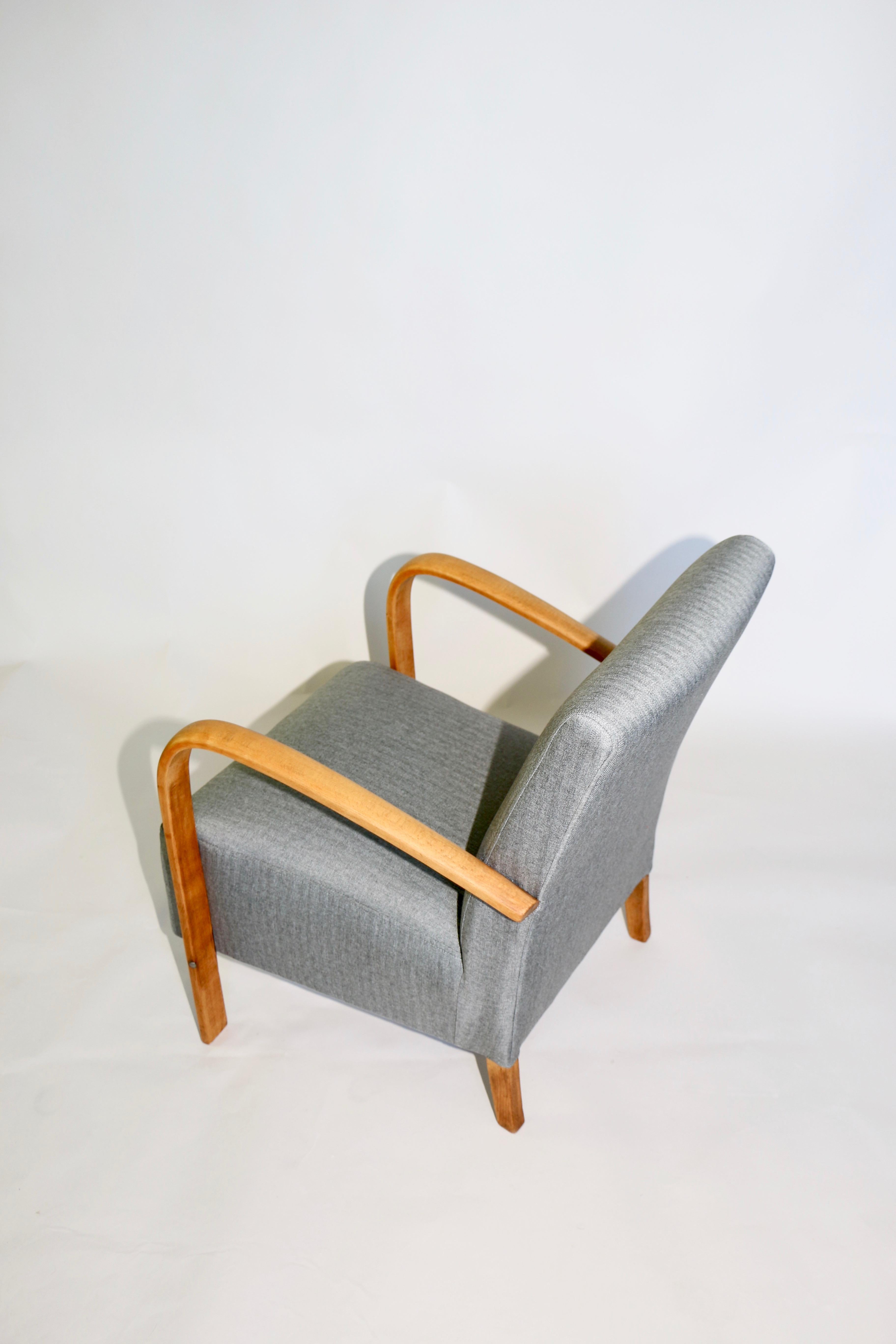 Set of Art Deco Armchair with Footrest Seat in Gray from 20th Century 3