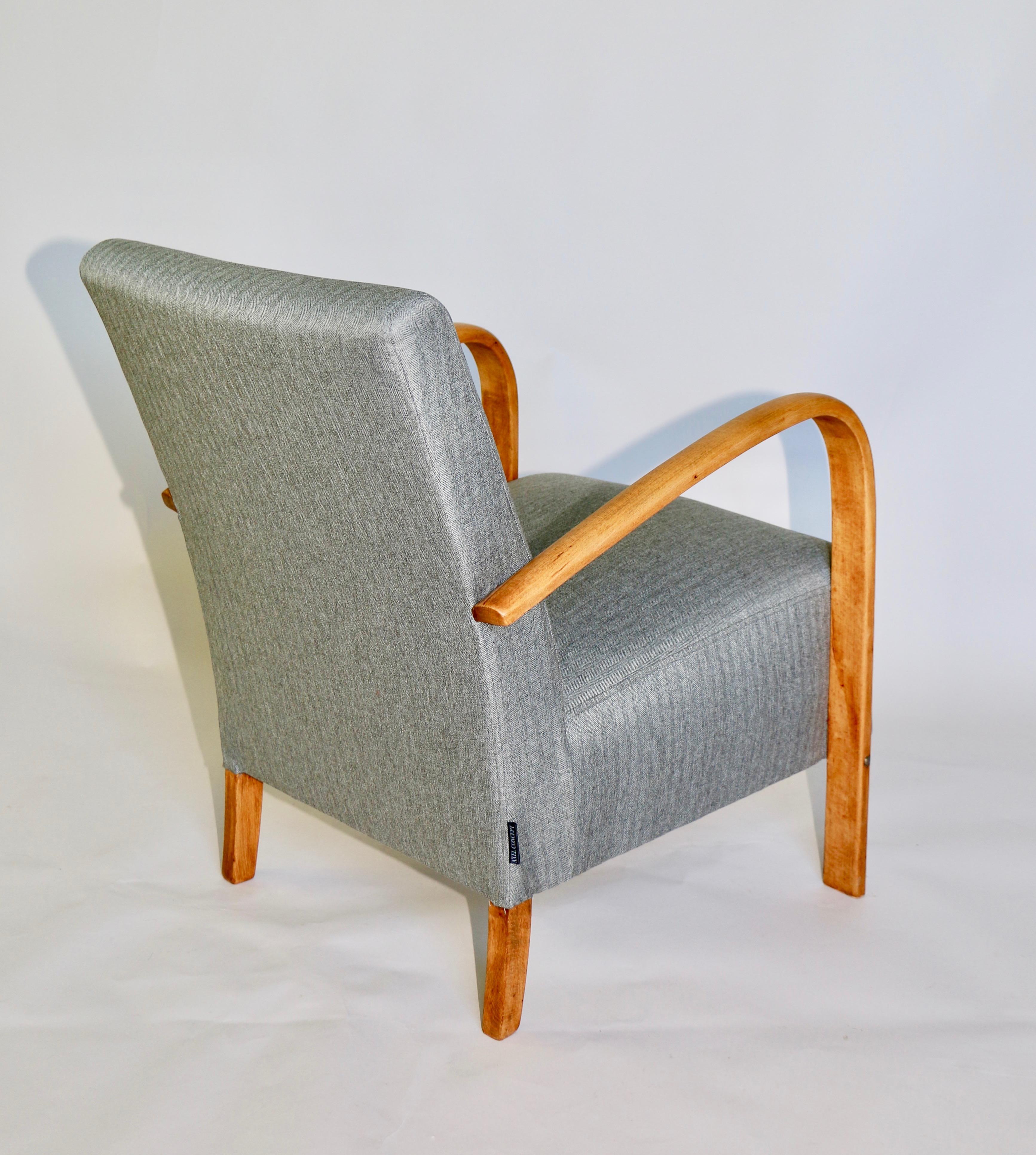 Set of Art Deco Armchair with Footrest Seat in Gray from 20th Century 5
