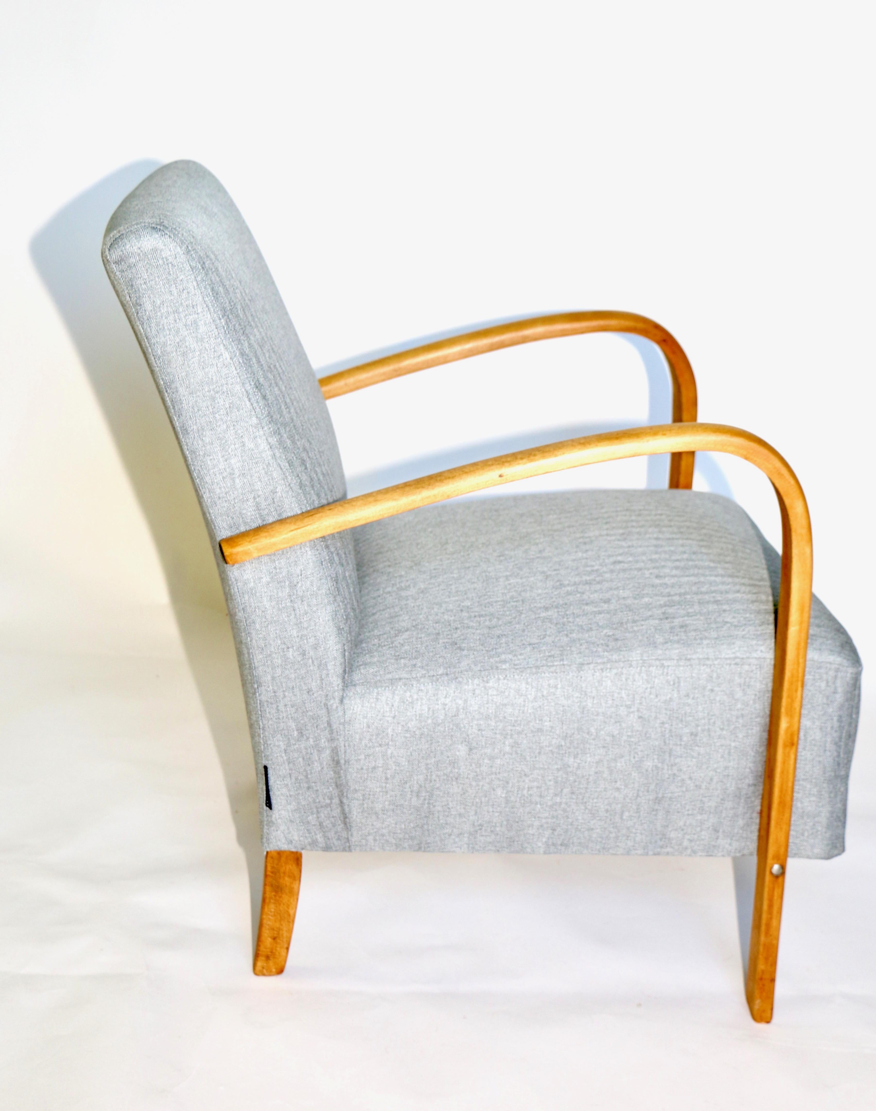 Set of Art Deco Armchair with Footrest Seat in Gray from 20th Century 7