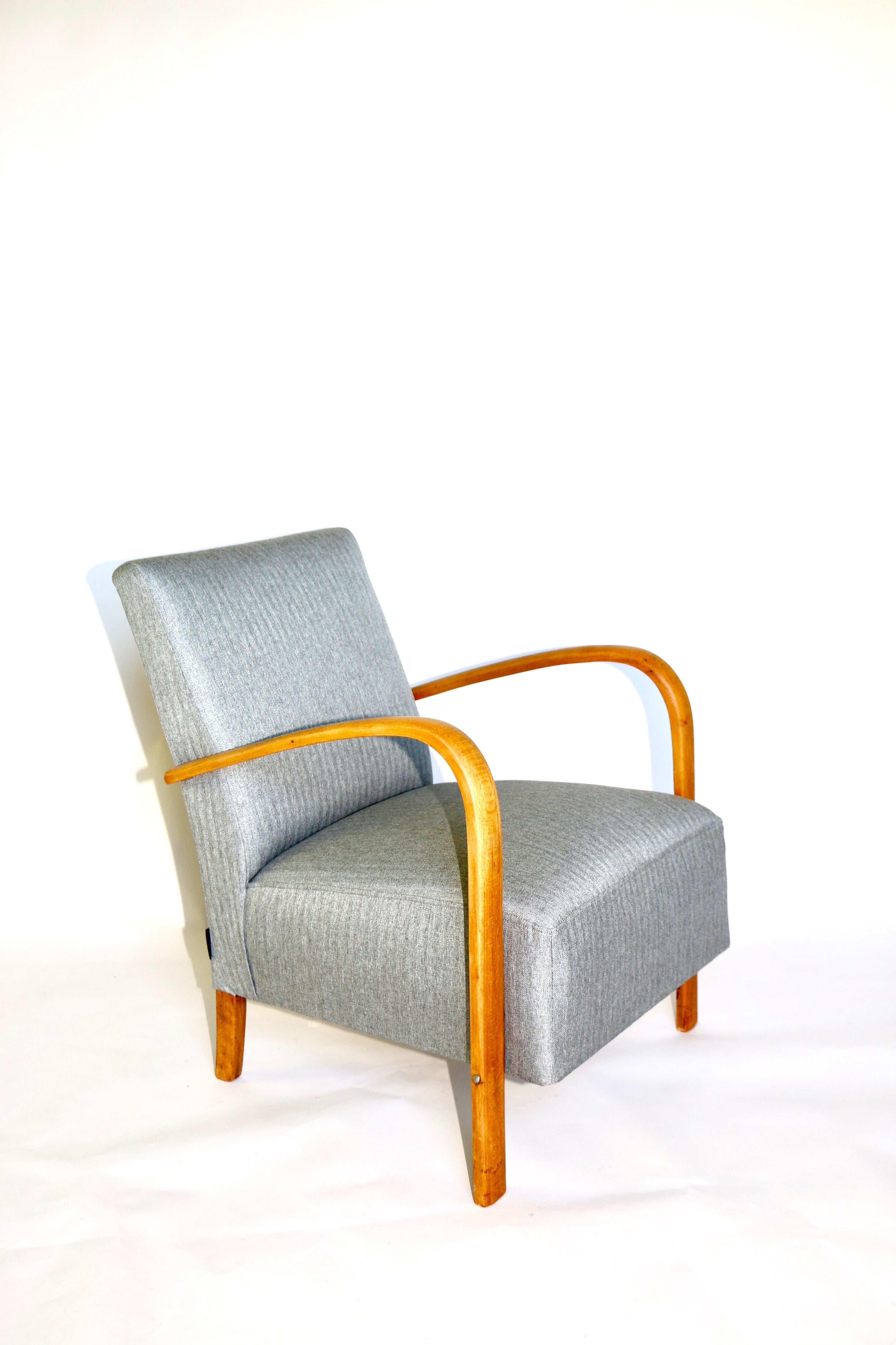 Set of Art Deco Armchair with Footrest Seat in Gray from 20th Century 8