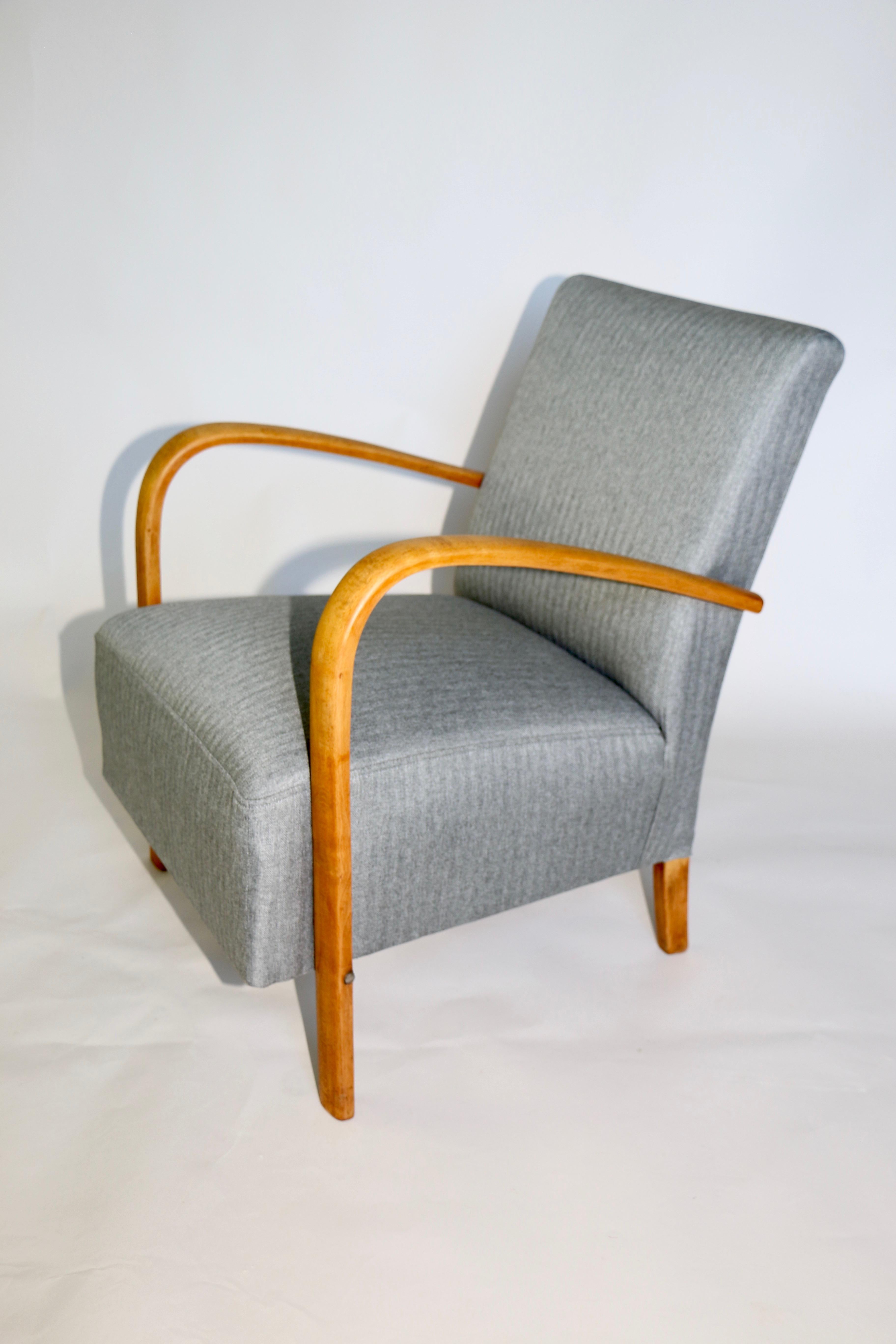 Set of Art Deco Armchair with Footrest Seat in Gray from 20th Century 1