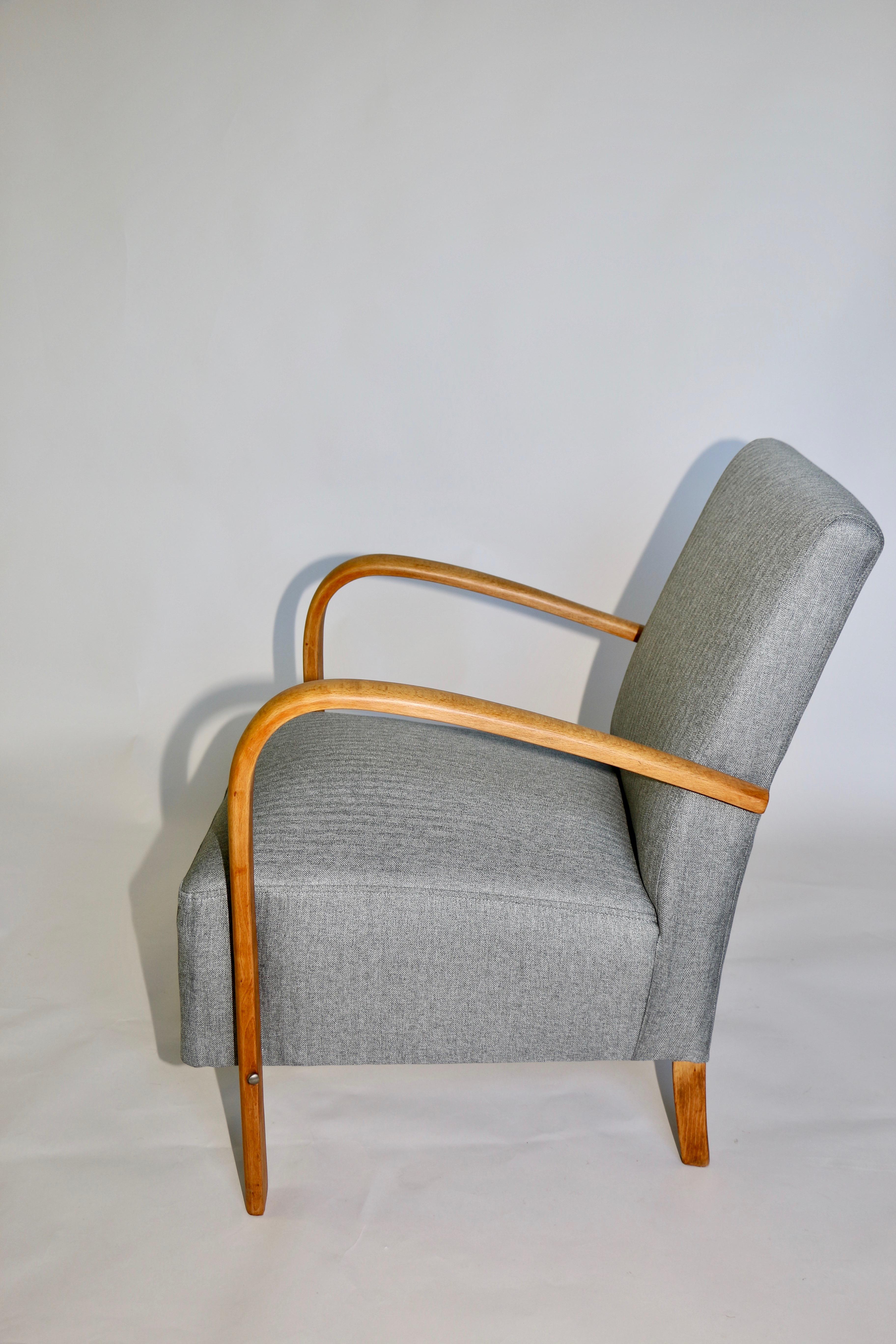 Set of Art Deco Armchair with Footrest Seat in Gray from 20th Century 2
