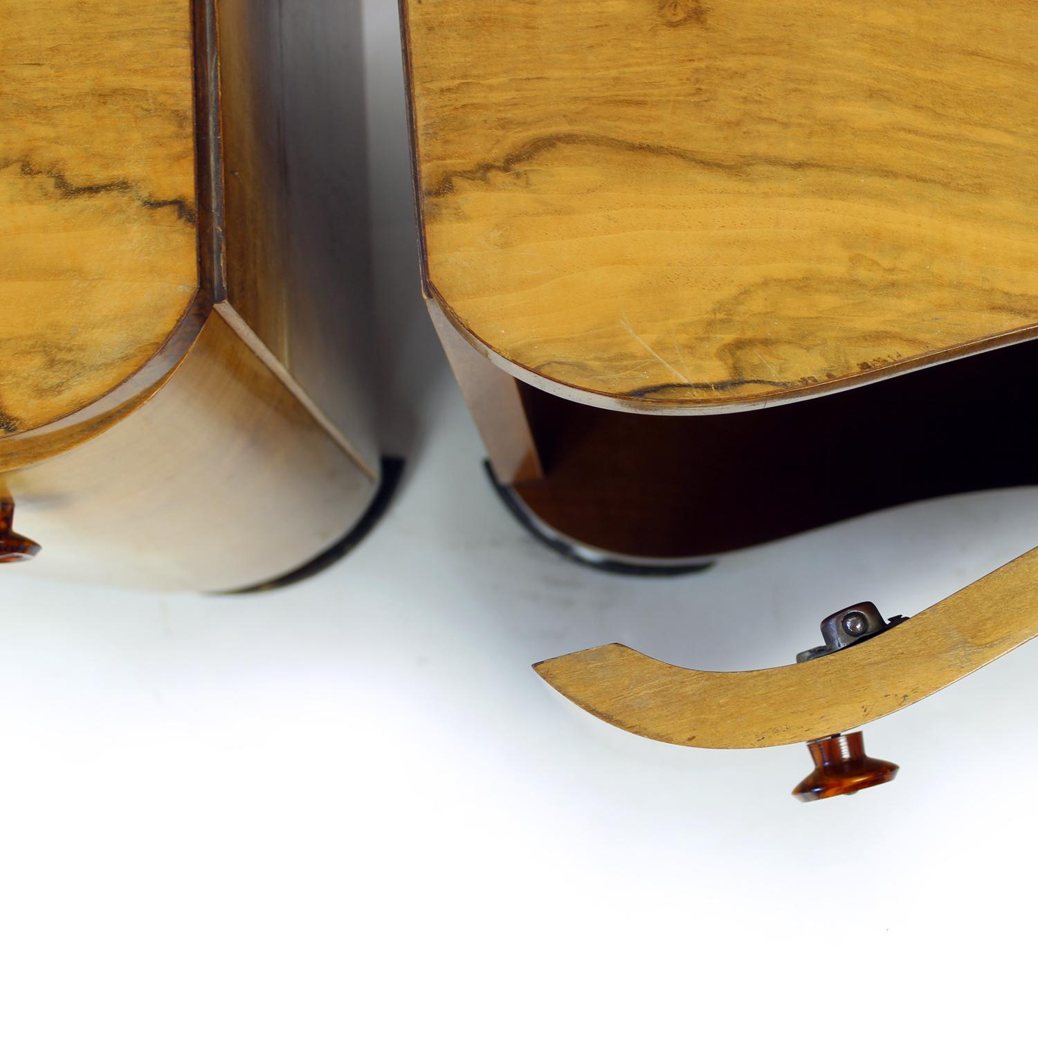 Set Of Art Deco Bedside Tables In Walnut, Czechoslovakia 1940s 6