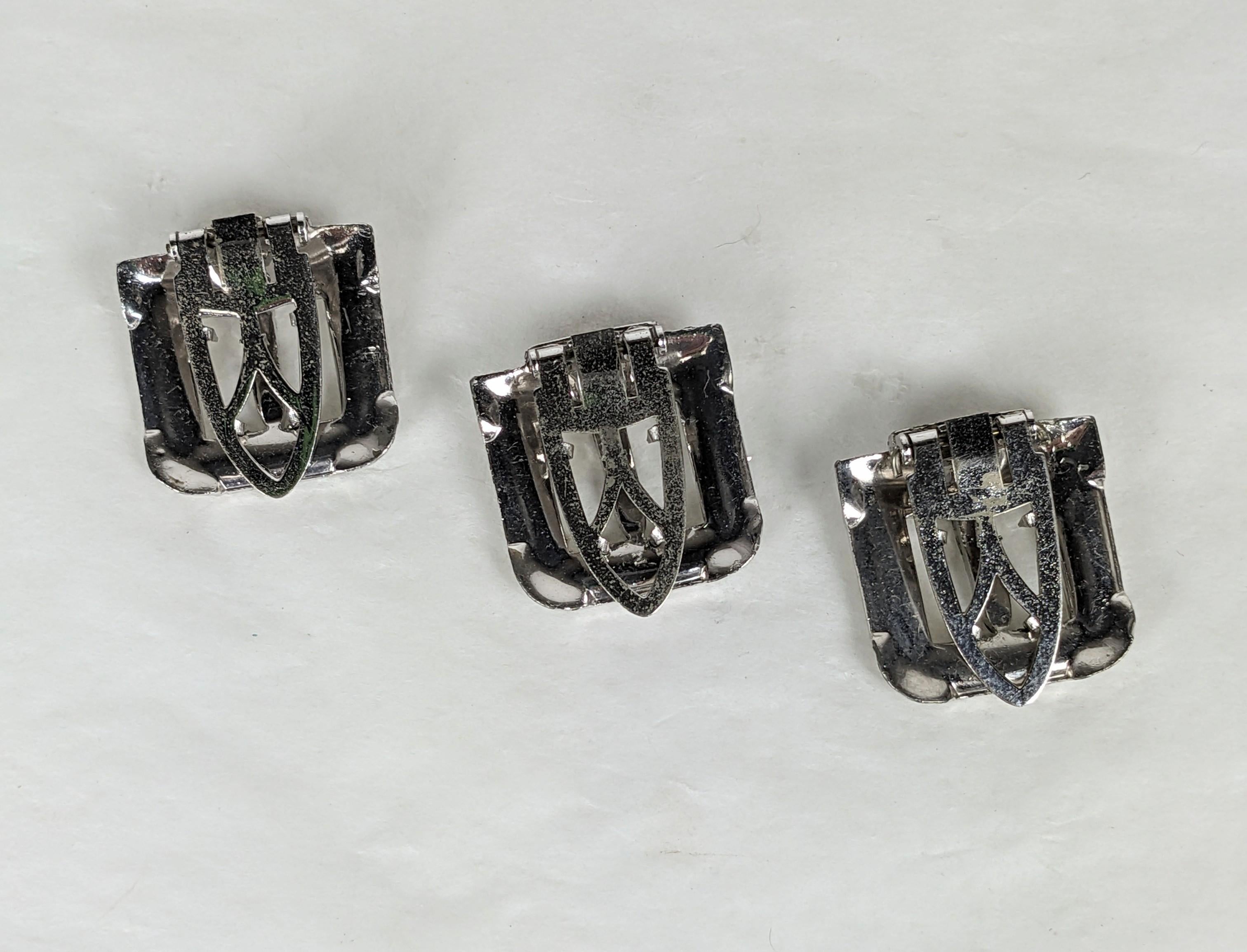 Set of Art Deco Buckle Clips For Sale 1