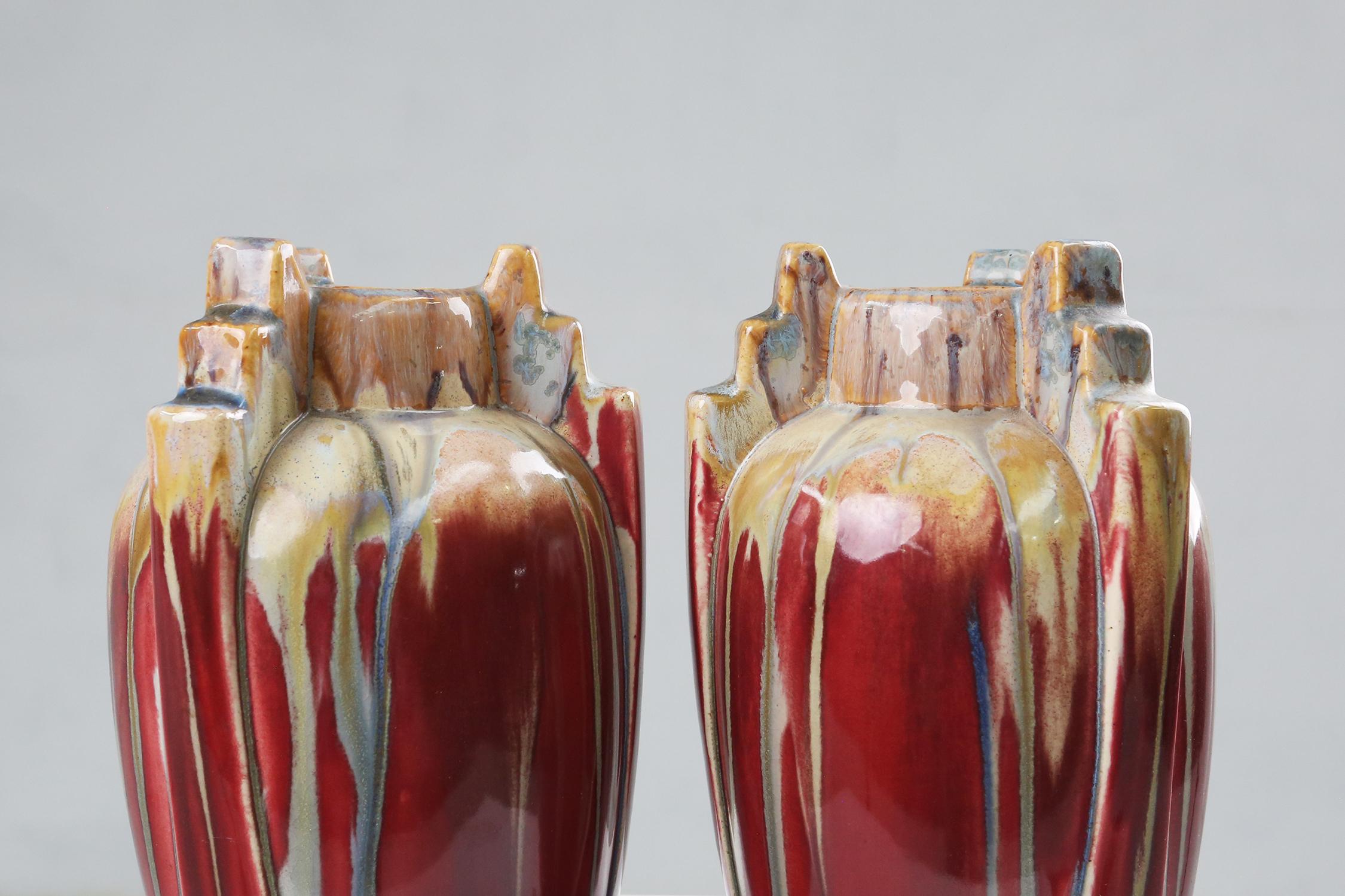 Belgian Set of Art Deco ceramic vases 1930 For Sale