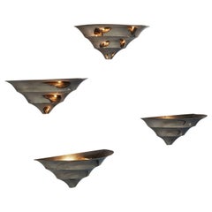 Set of Art Deco Chromed Metal Wall Lights, Europe, circa 1930s