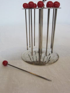 Set of art deco Cocktail skewers with Rooster Handle "Hagenauer"