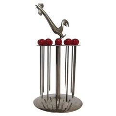 Set of art deco Cocktail skewers with Rooster Handle "Hagenauer"