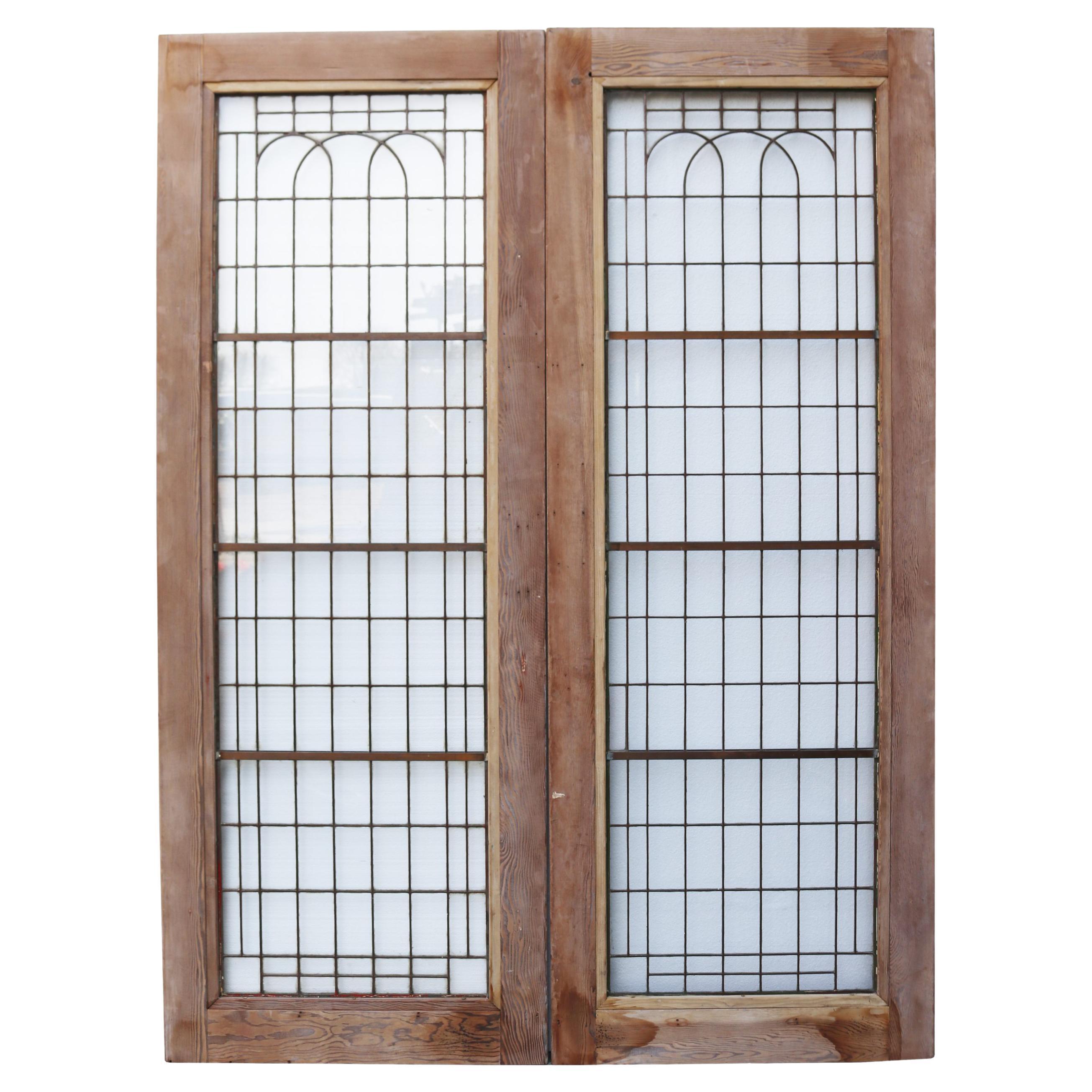 Set of Art Deco Copper-Light Doors For Sale