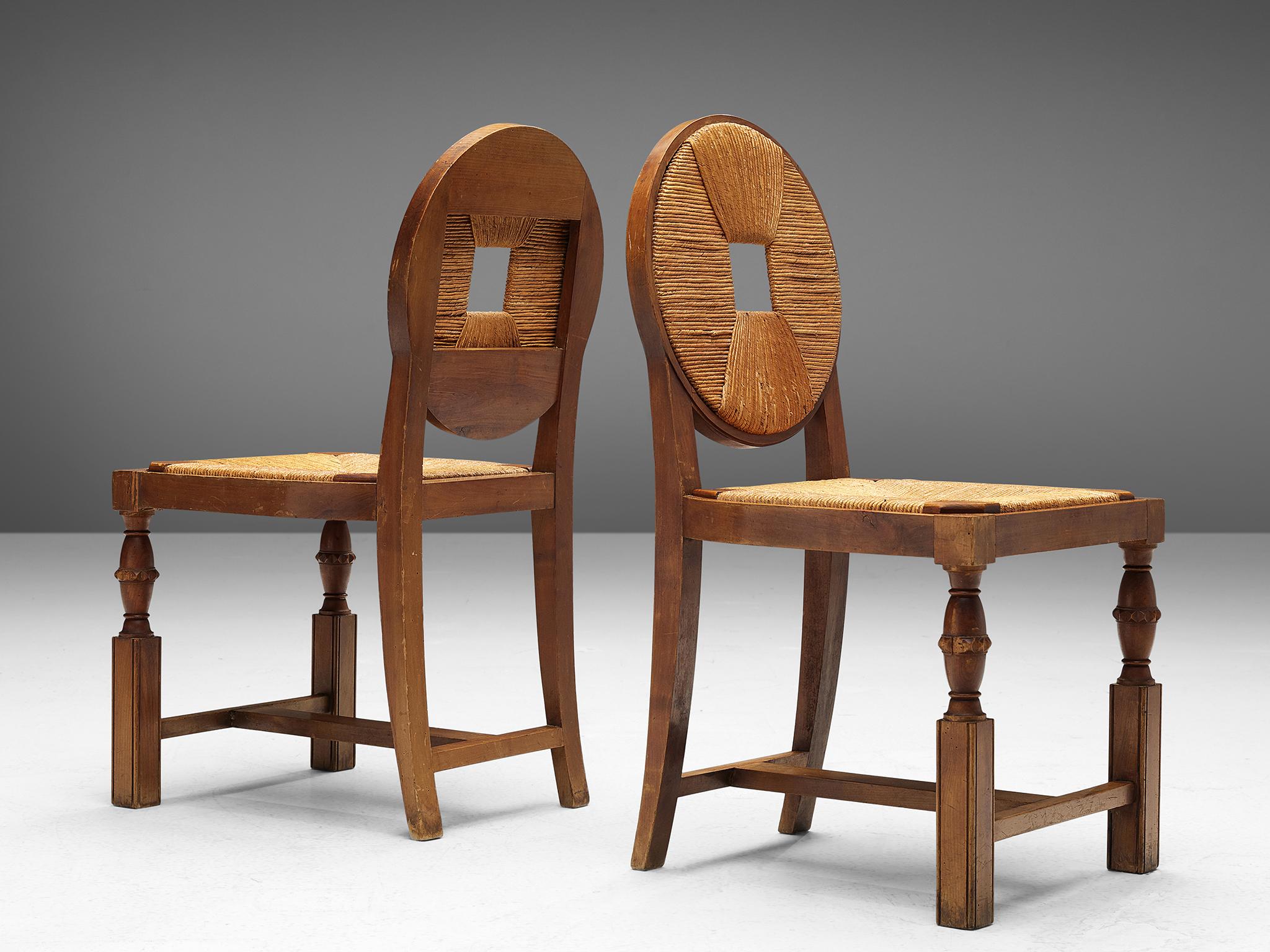Wicker Set of Art Deco Dining Chairs