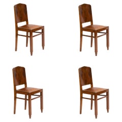 Vintage Set of 4 Art Deco Walnut Chairs  20th Century
