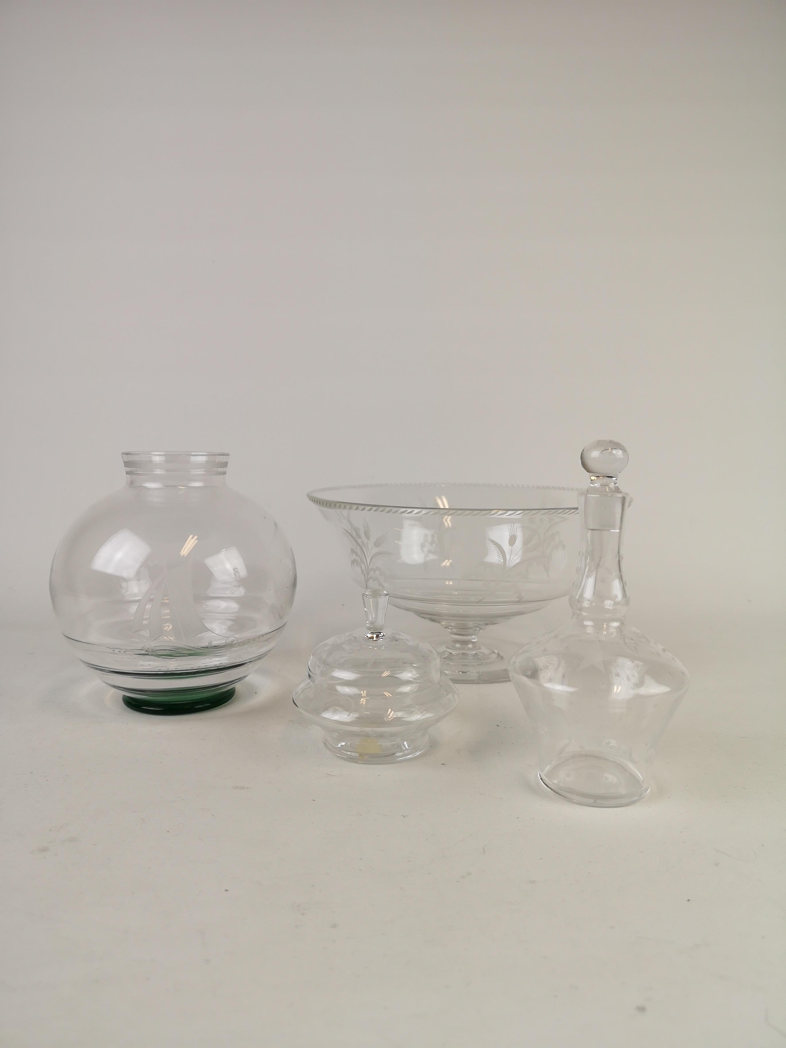 Swedish Set of Art Deco Glass Designed by Edward Hald Sweden, 1930s For Sale