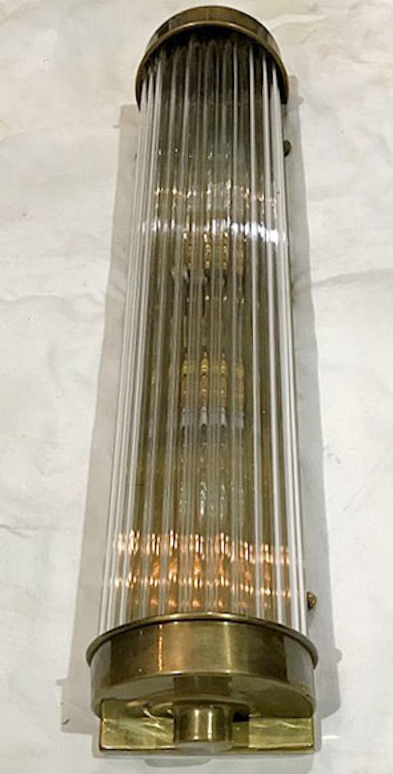 Set of Art Deco Glass Rod Sconces, Sold in Pairs In Good Condition For Sale In New York, NY