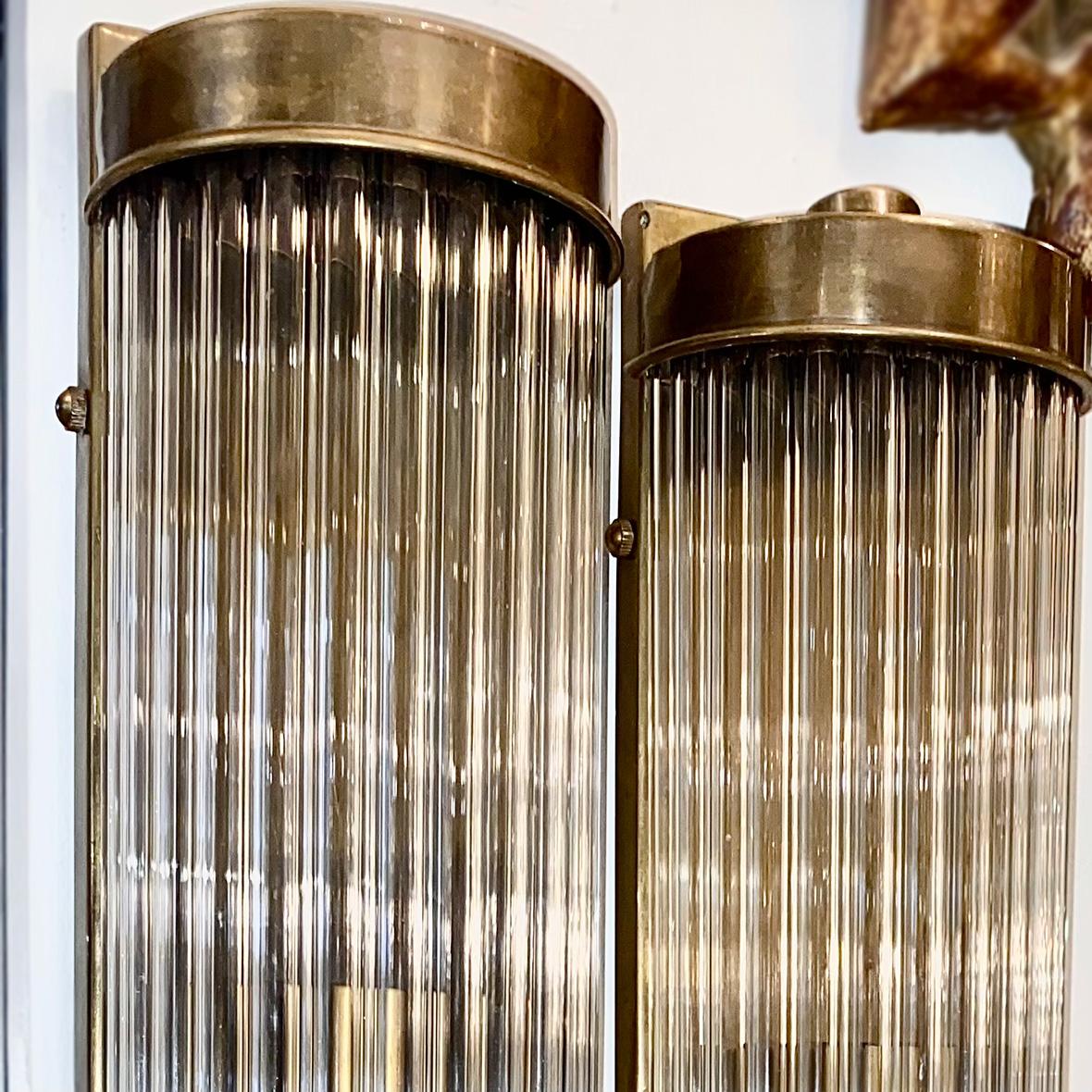 Set of Art Deco Glass Rod Sconces, Sold in Pairs 1