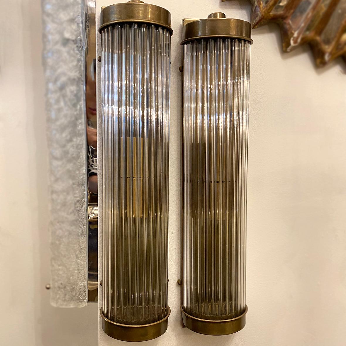 Set of Art Deco Glass Rod Sconces, Sold in Pairs 3