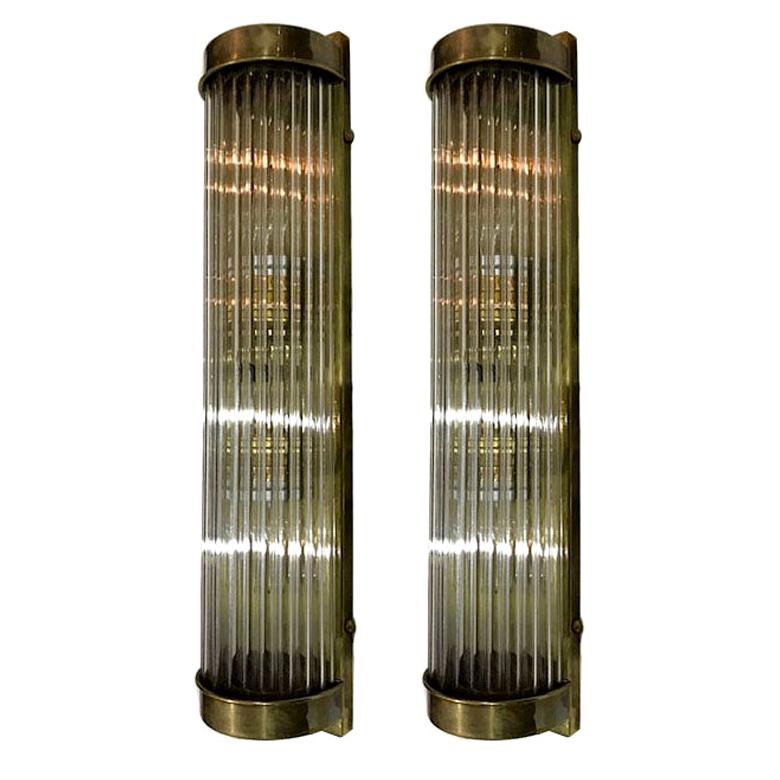 Set of Art Deco Glass Rod Sconces, Sold in Pairs