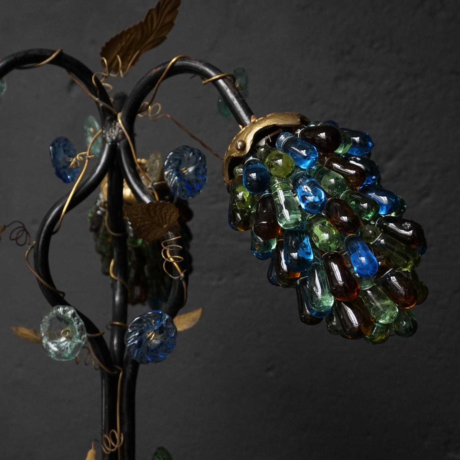 Set of Art Deco Italian Table Lamp Shades with Three Large Murano Glass Grapes 1