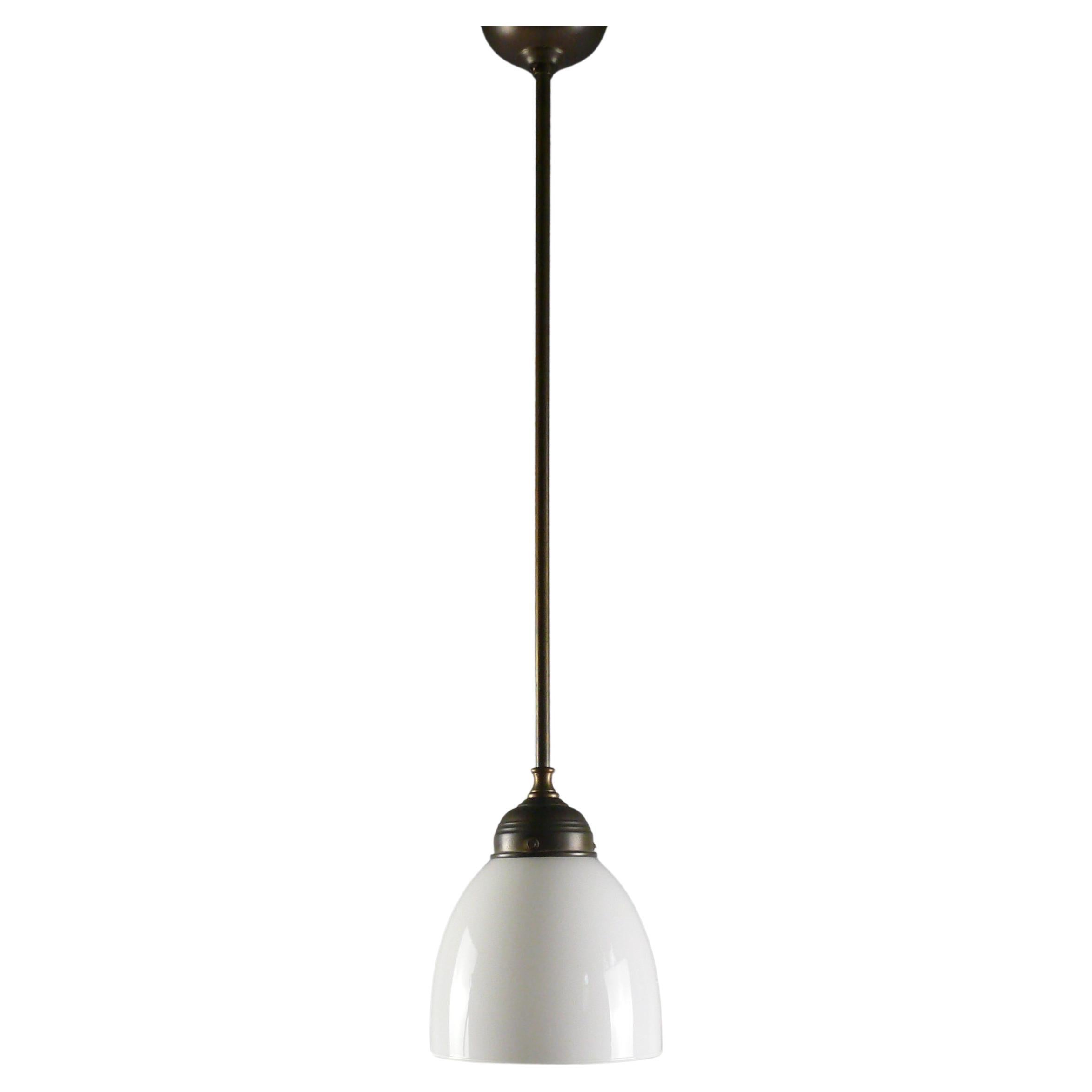 Set of Art Déco Pendant Lights With Opaline Glass, vintage For Sale