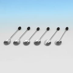 Set of art deco period 'coffee bean' coffee spoons made in 1930 by Adie Brothers