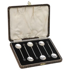Set of art deco period 'coffee bean' coffee spoons made in 1930 by Adie Brothers
