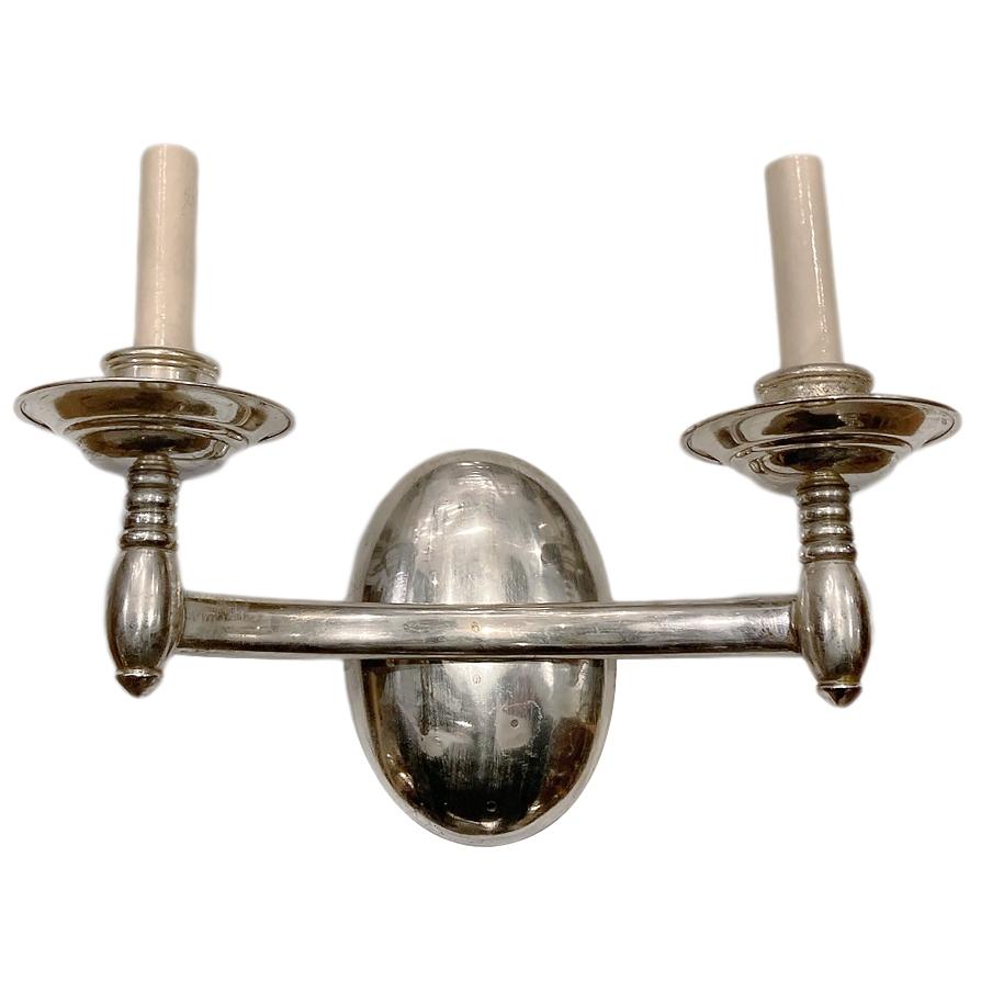 Set of four Italian circa 1950s silver plated sconces. Sold per pair.

Measurements:
Height: 11