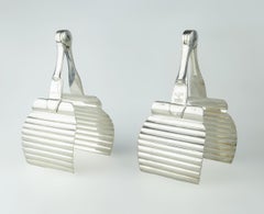 Set of Art Decó Silver Plated Articulated Asparagus Tongs by Christofle, France