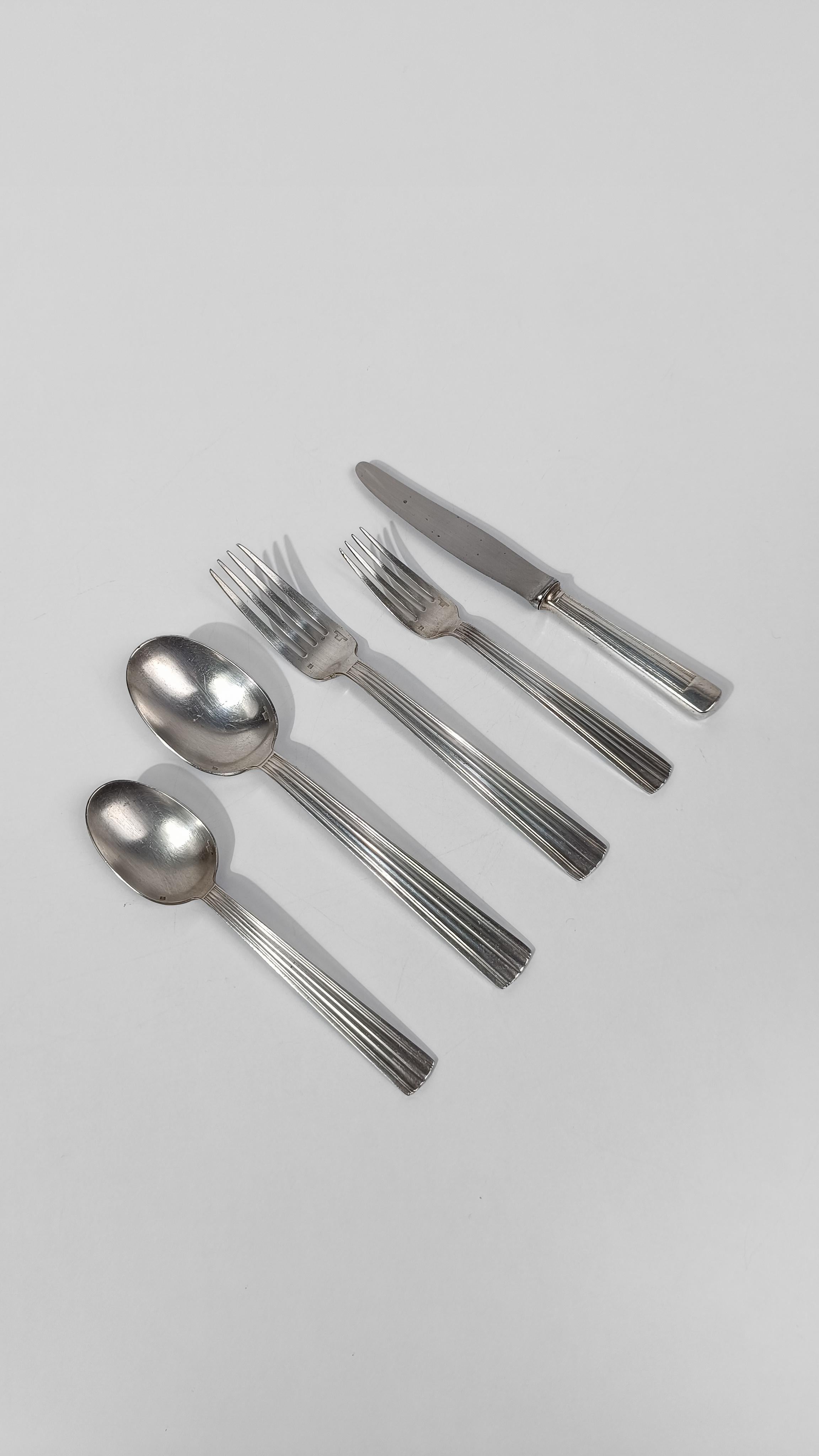 Set di posate in stile Art Deco placcate in argento MIRA Di LUC LANEL per Christofle in vendita 3