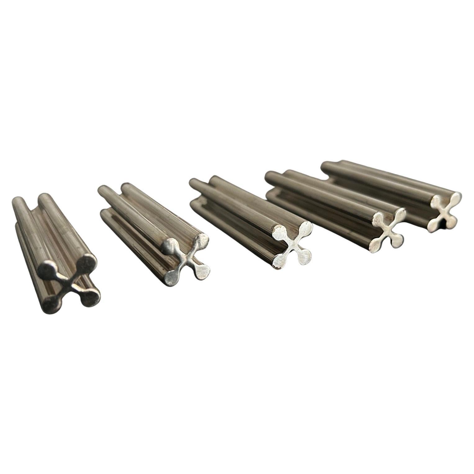 set of art deco silver plated knife holders