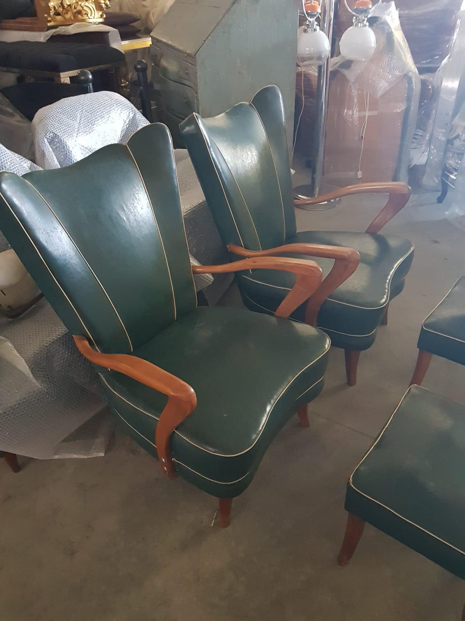 Set of Art Deco Sofa Stools and Armchairs  1