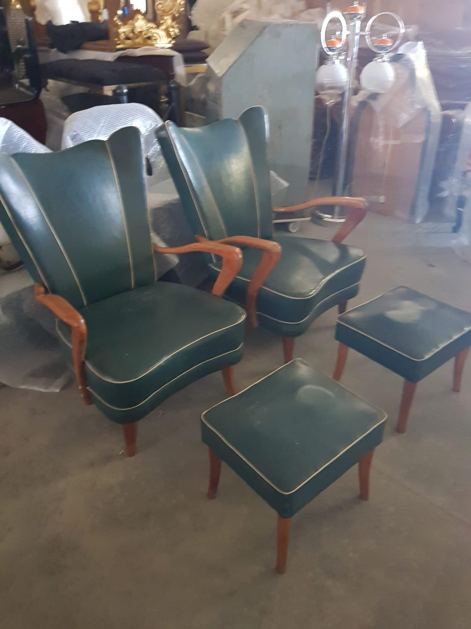 Set of Art Deco Sofa Stools and Armchairs  2