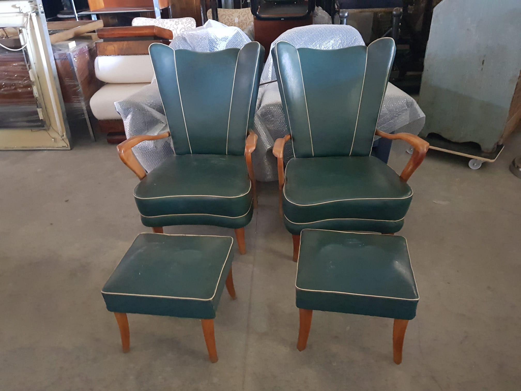 Set of Art Deco Sofa Stools and Armchairs  4