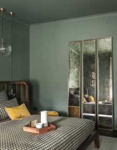 Set of Art Deco Style Eros Slim Brass Mirror w Antique Mirror Bevelling Detail