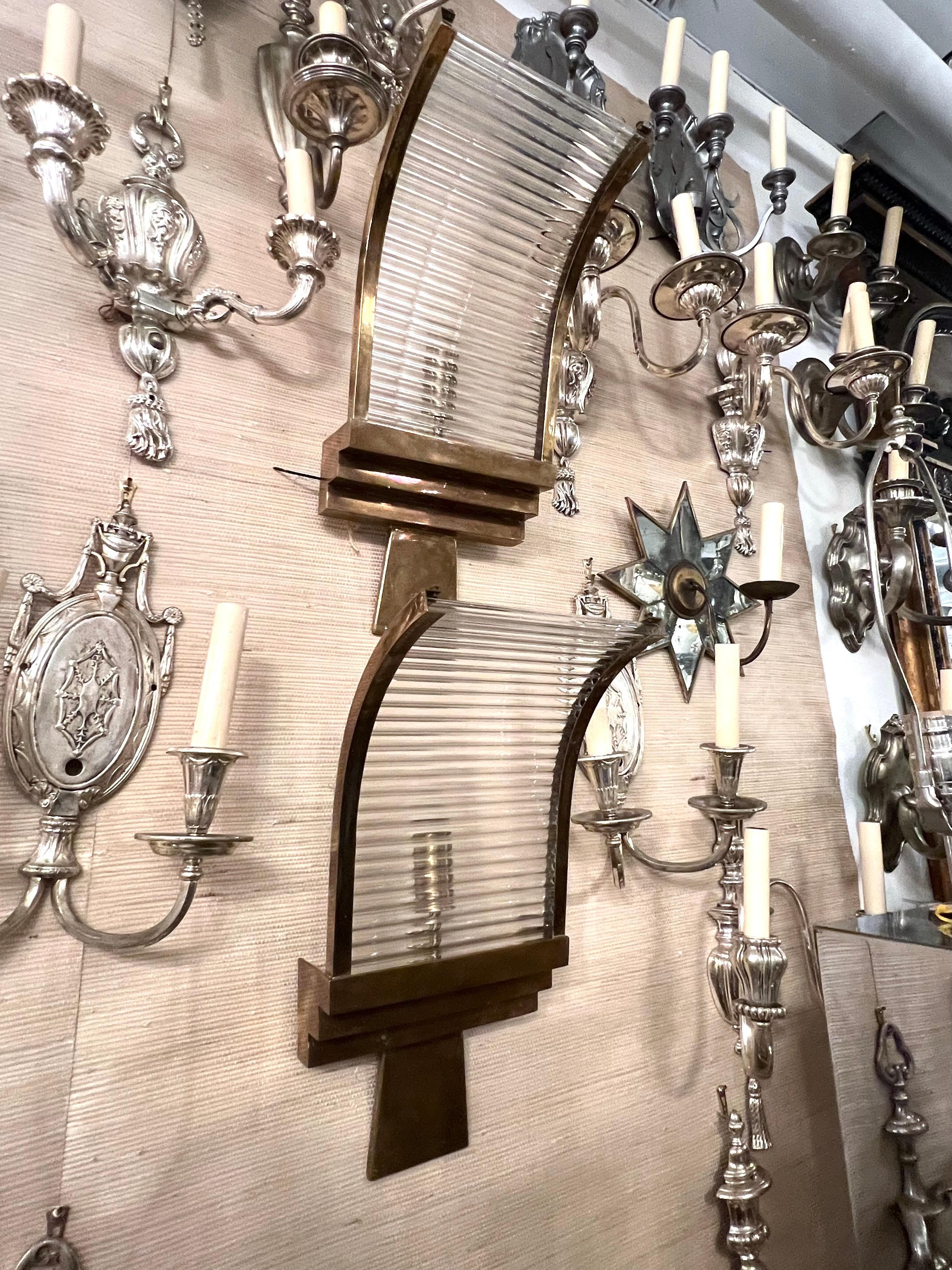 Set of Art Deco Style Glass-Rod Sconces, Sold per Pairs For Sale 2