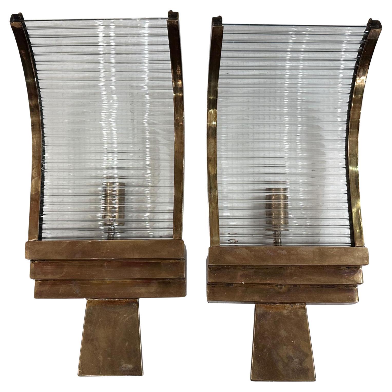 Set of Art Deco Style Glass-Rod Sconces, Sold per Pairs For Sale