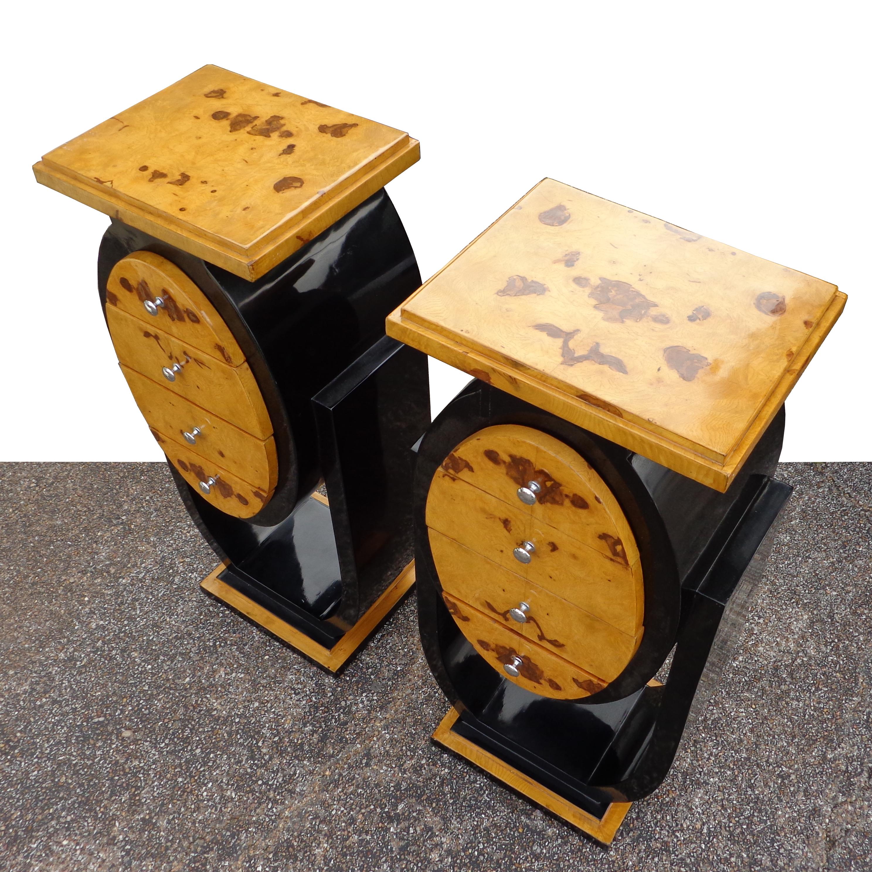 Asian Set of Art Deco Style Nightstands Side Tables For Sale