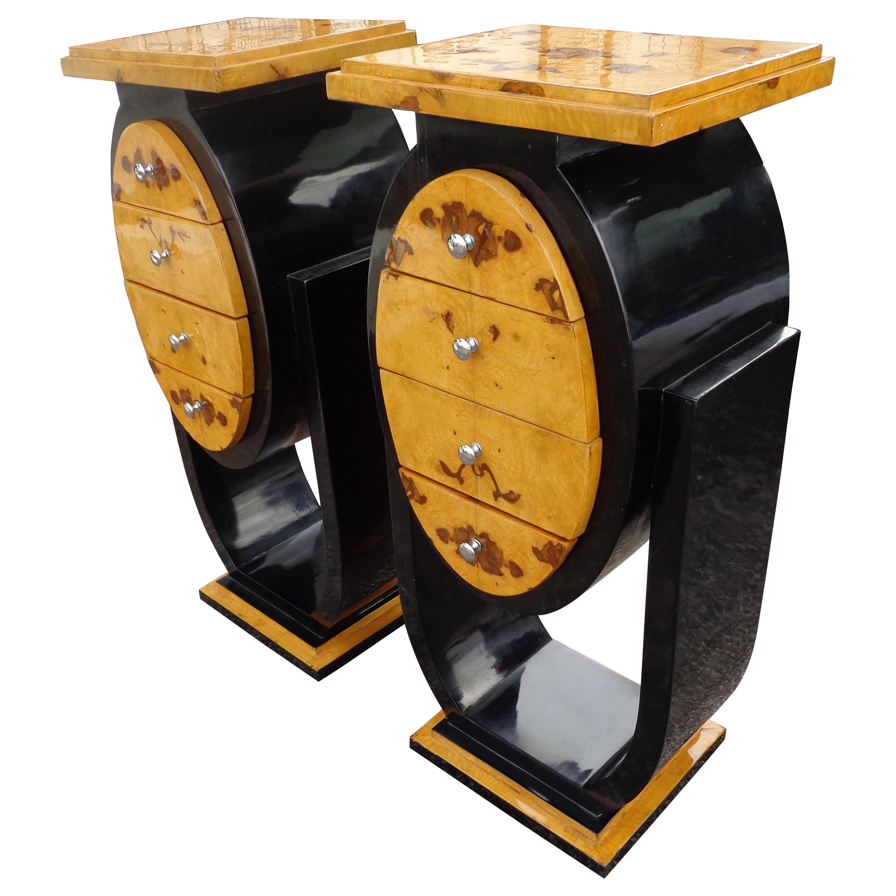 Set of Art Deco Style Nightstands Side Tables For Sale