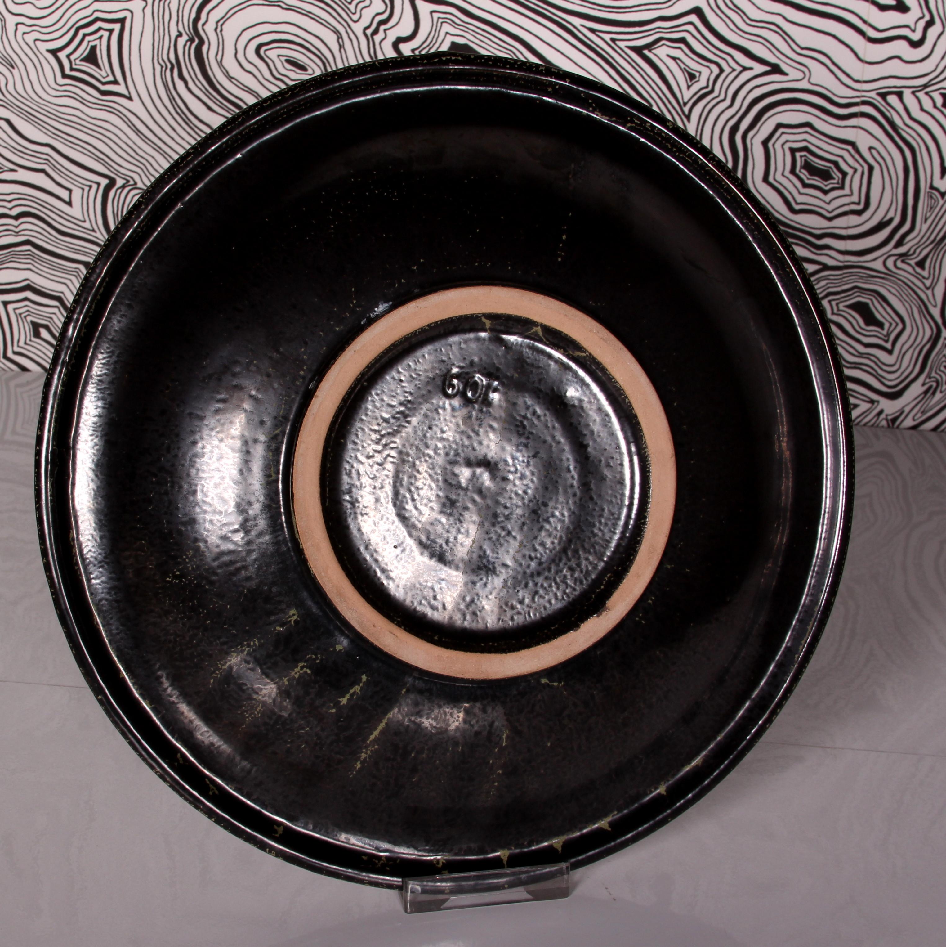 Terracotta SET di vasi art deco + piatto da frutta ~ entrambi simili, verde nero, glaciale in vendita