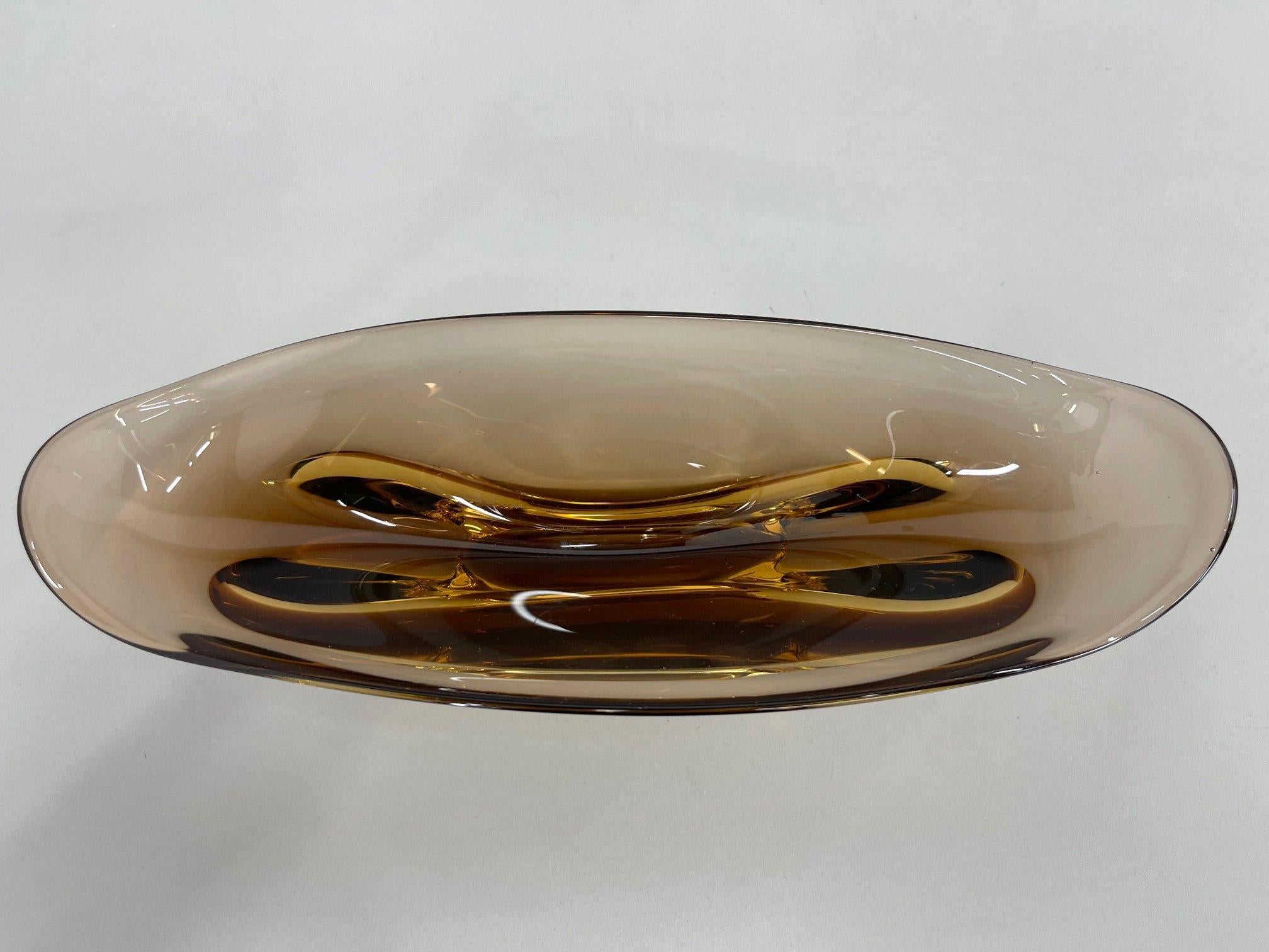 Czech Set of Art Glass Bowl and Ashtray by Designer Josef Cvrček, 1960's For Sale