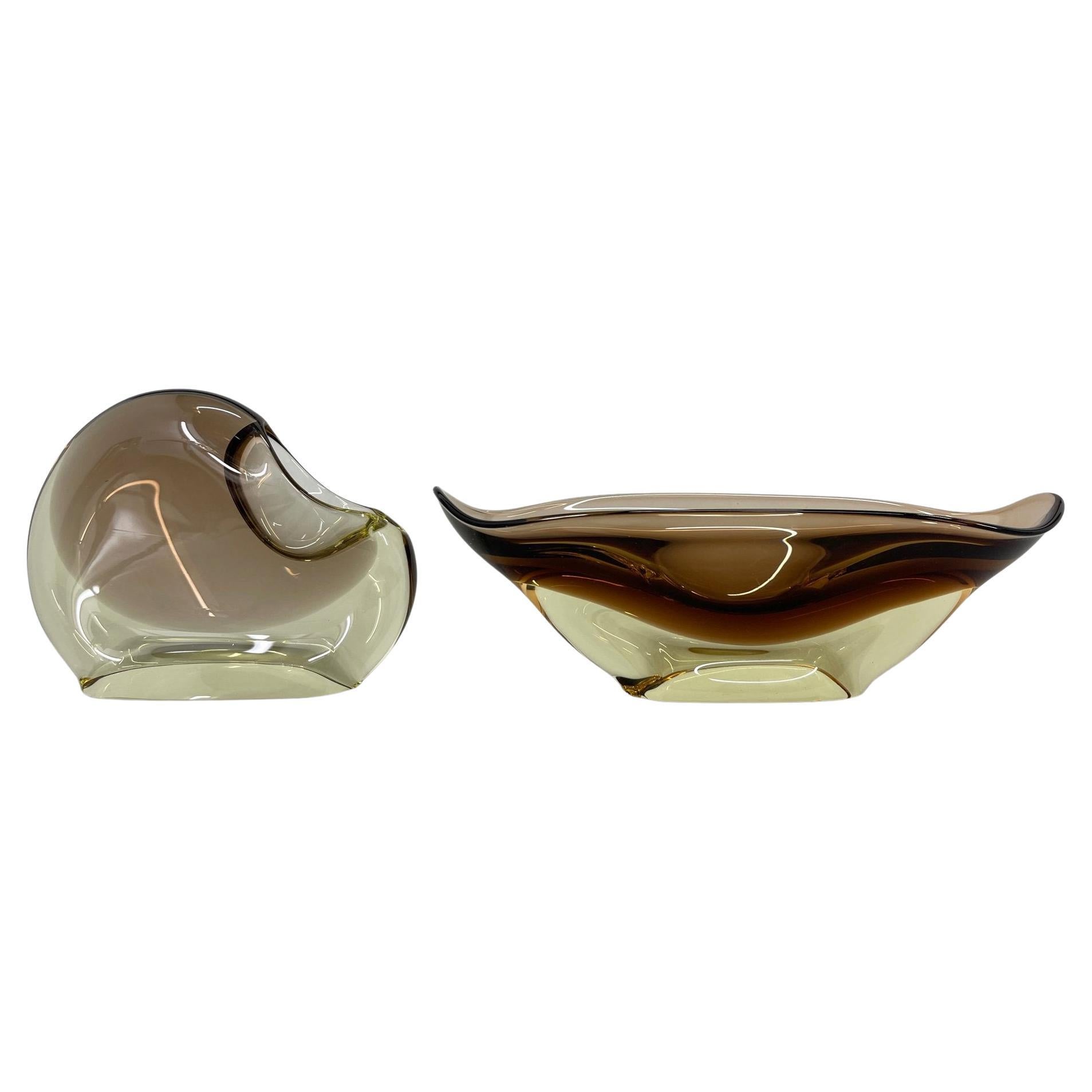 Set of Art Glass Bowl and Ashtray by Designer Josef Cvrček, 1960's For Sale