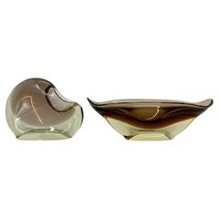 Retro Set of Art Glass Bowl and Ashtray by Designer Josef Cvrček, 1960's