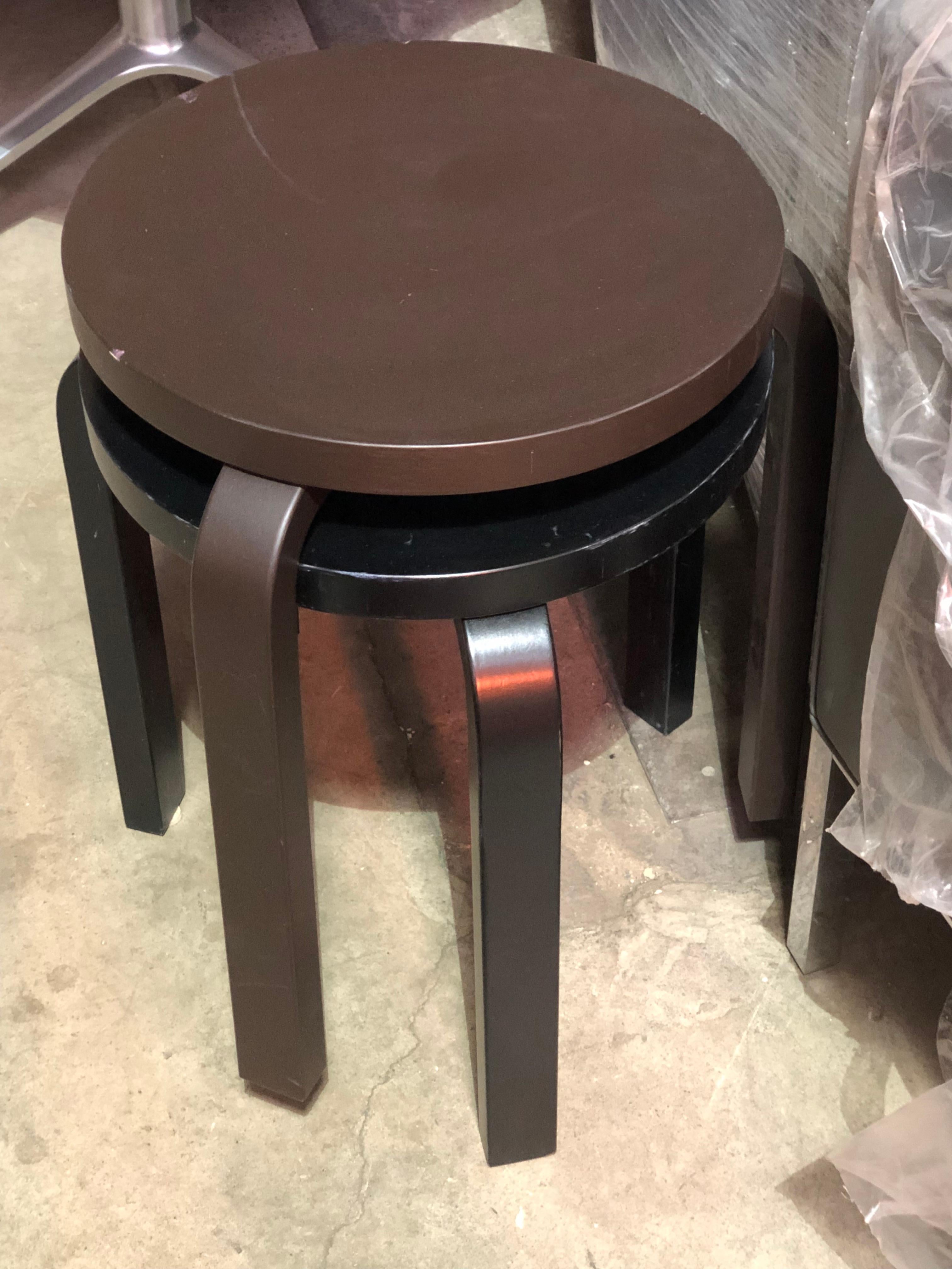 Set of Artek 60 Brown, Black, Gray and White Stools 5