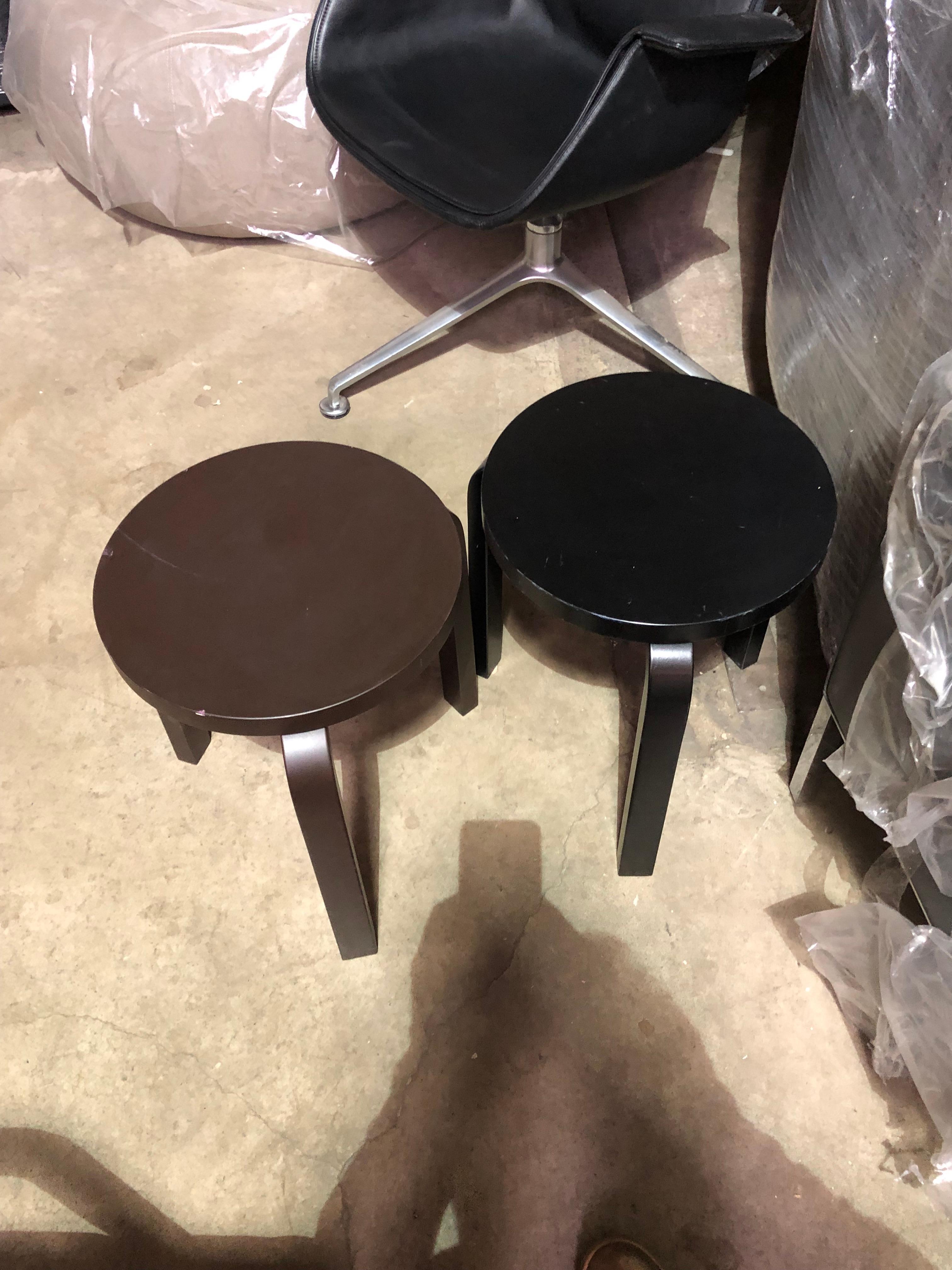 Set of Artek 60 Brown, Black, Gray and White Stools 6