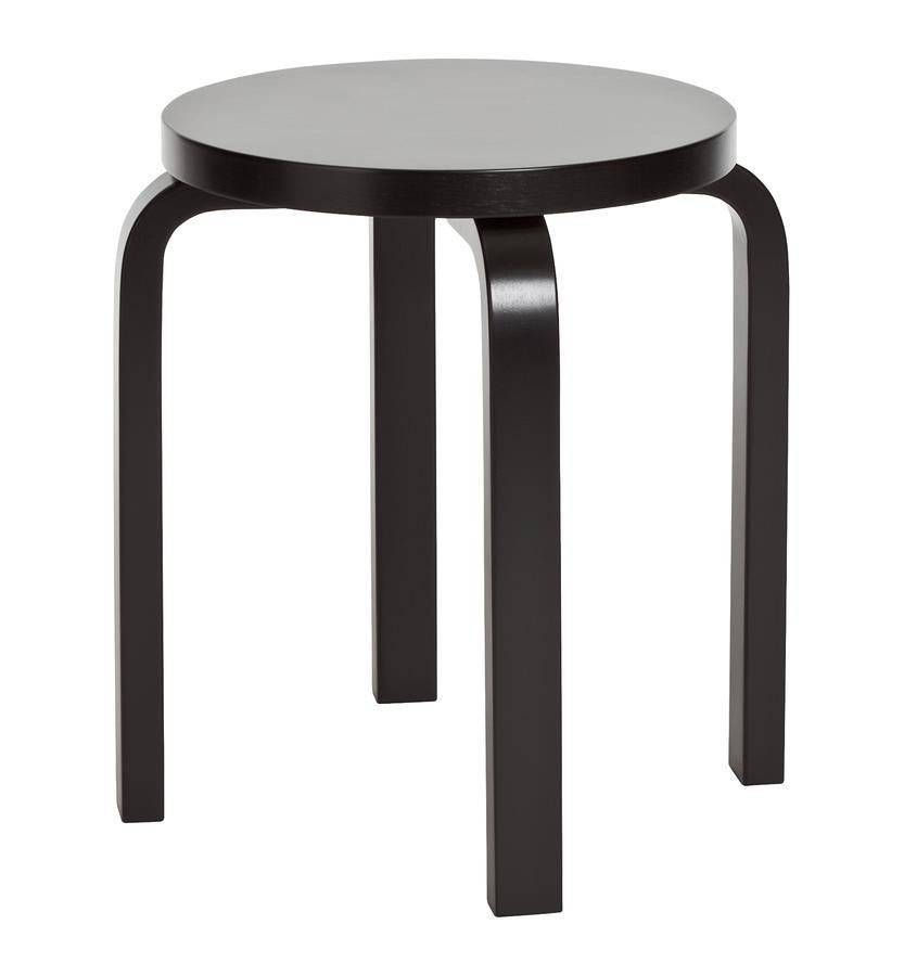 Finnish Set of Artek 60 Brown, Black, Gray and White Stools